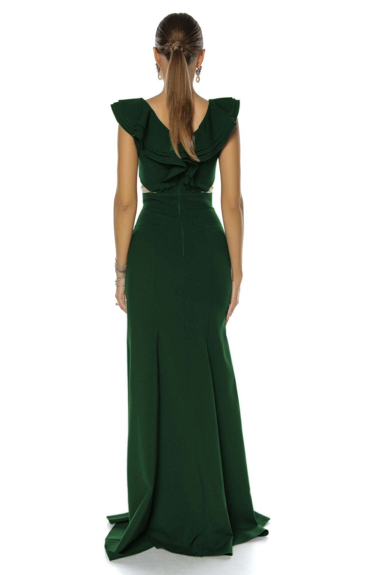 Rochie sirenǎ cu volane verde