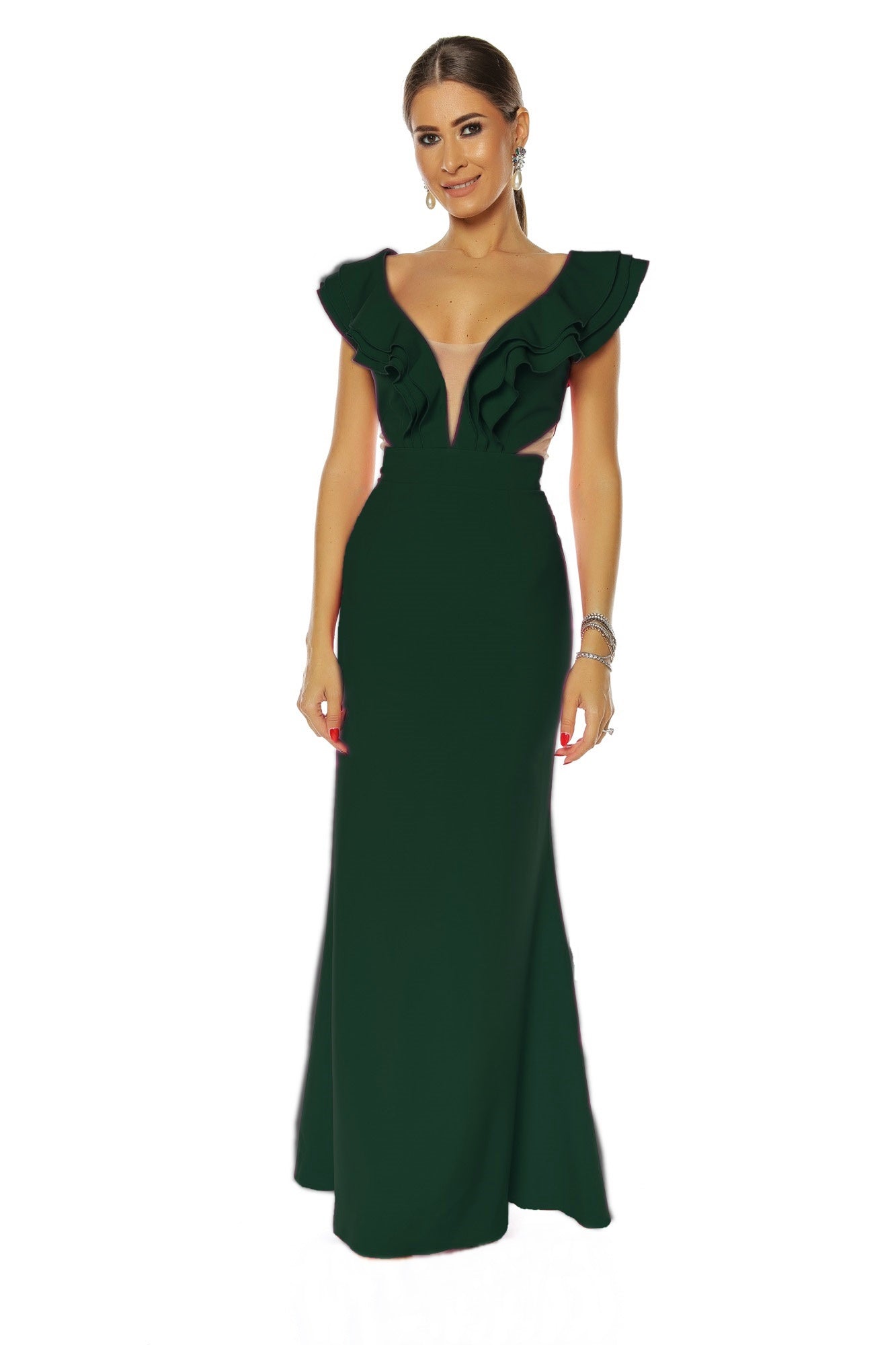 Rochie sirenǎ cu volane verde