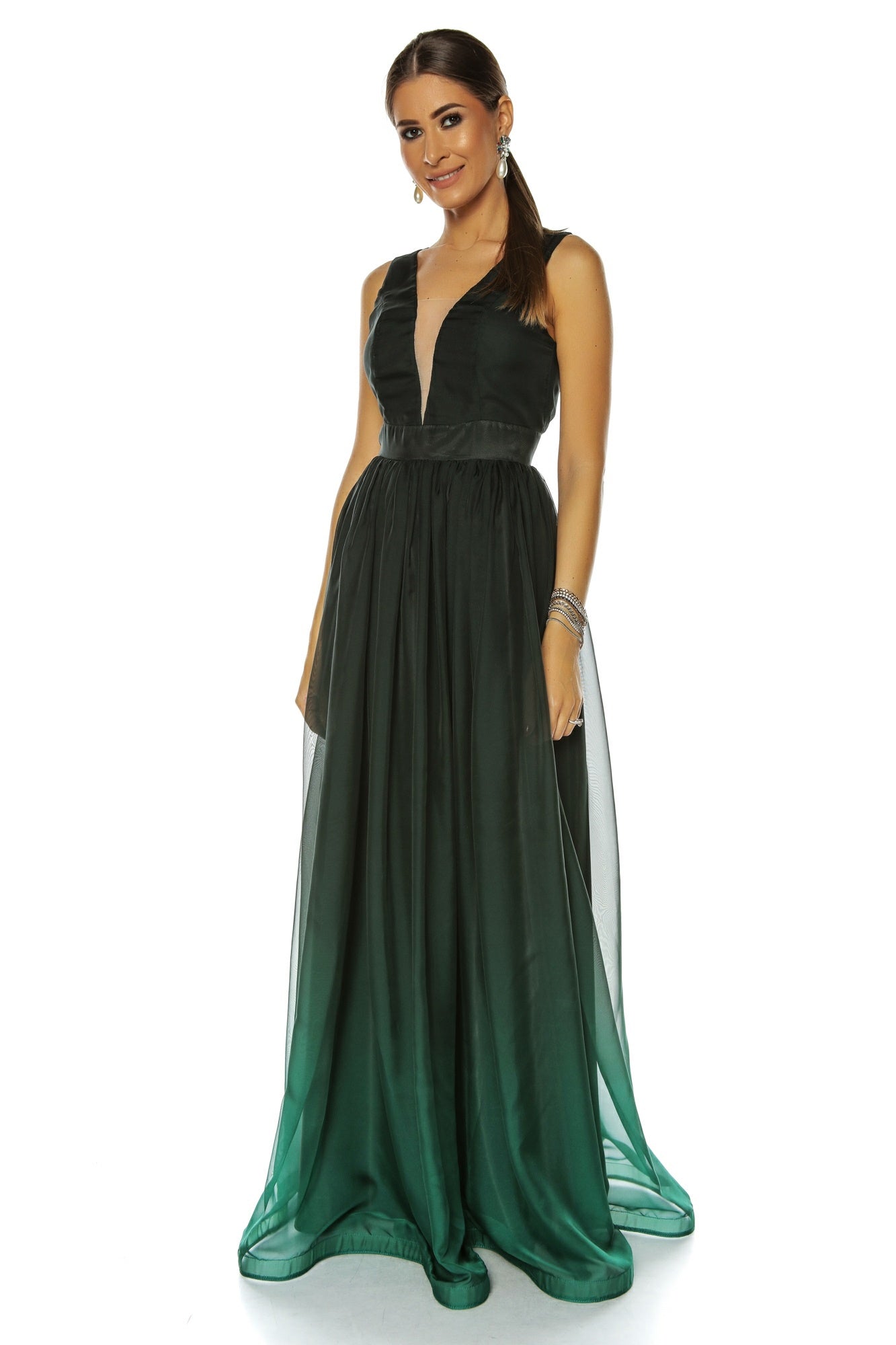 Rochie de searǎ în degrade verde