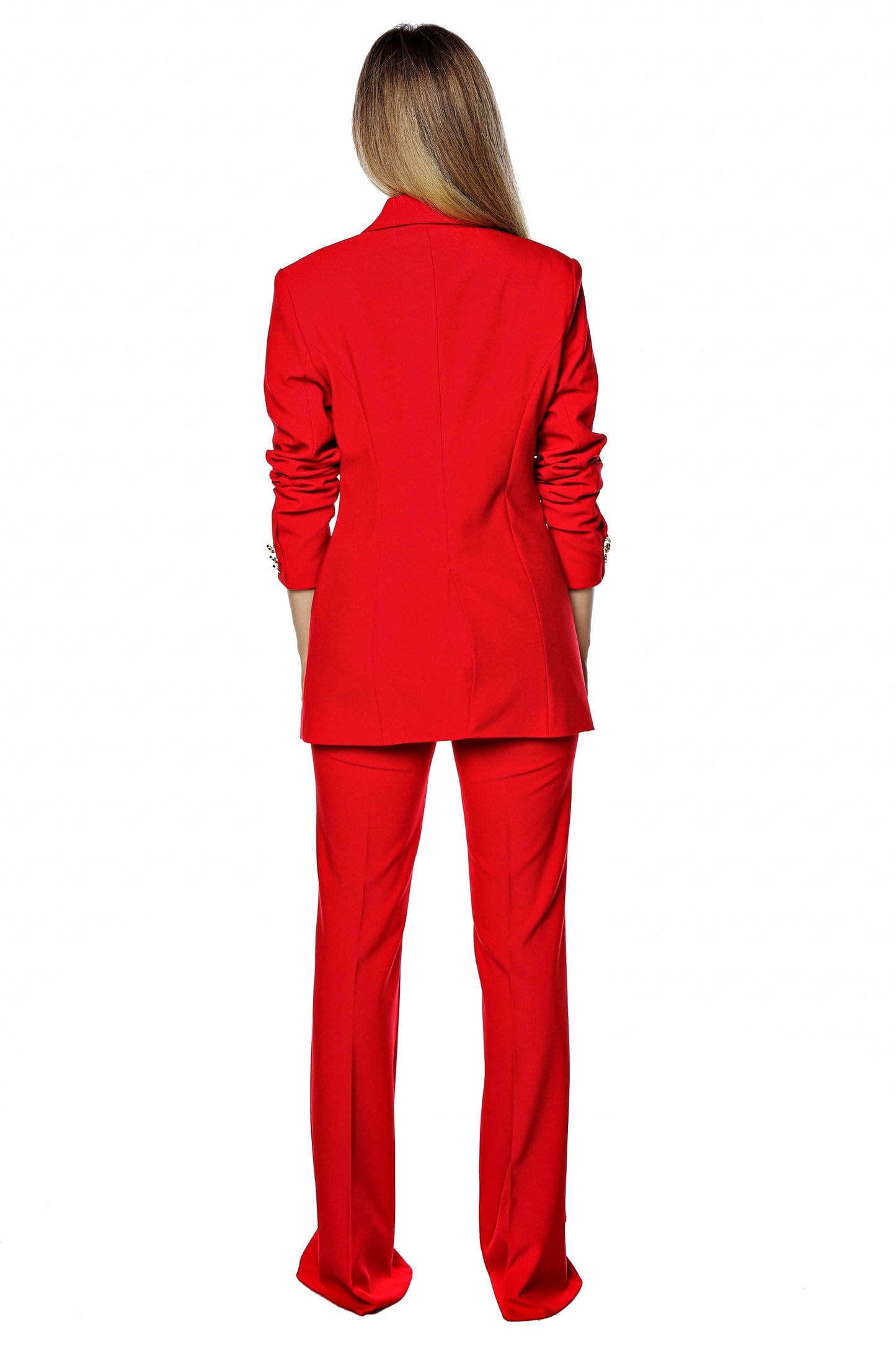 Compleu cu pantalon evazat rosu